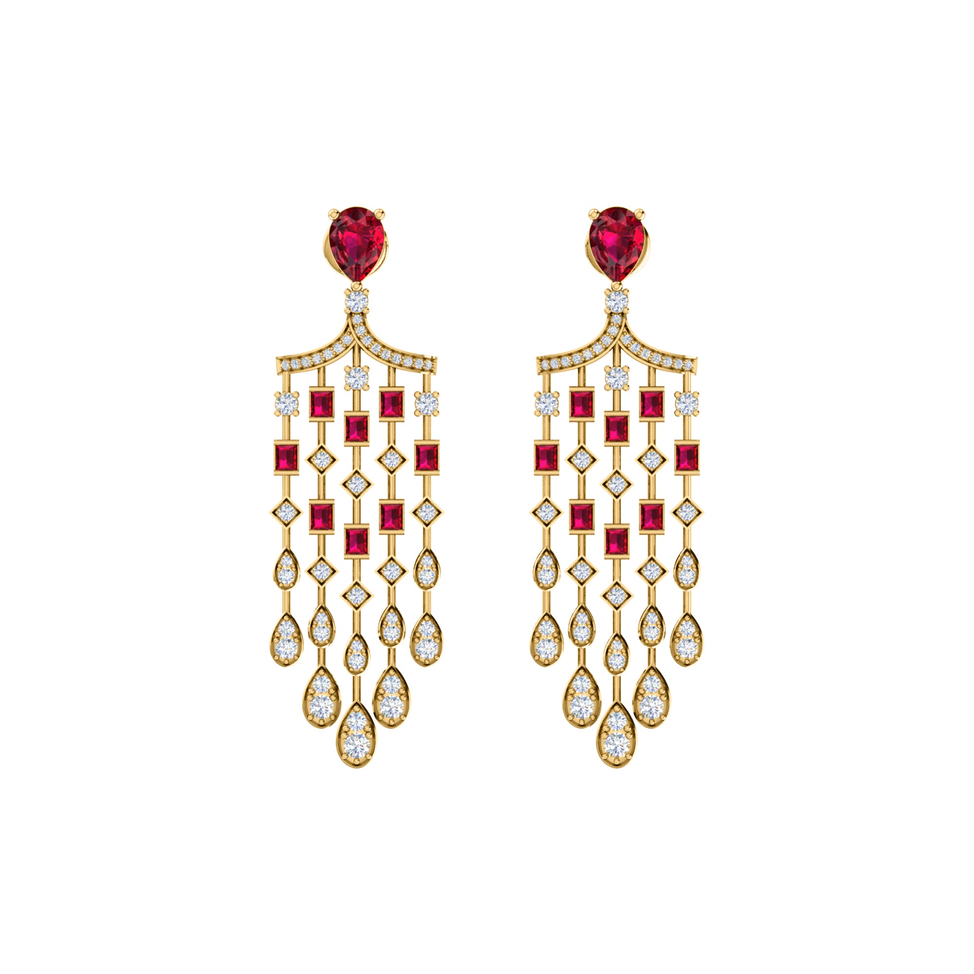 Orecchino da donna con pendente Halo in argento sterling RKC 925, oro giallo 14k, peso 8,00 GM, altezza 51,00 mm