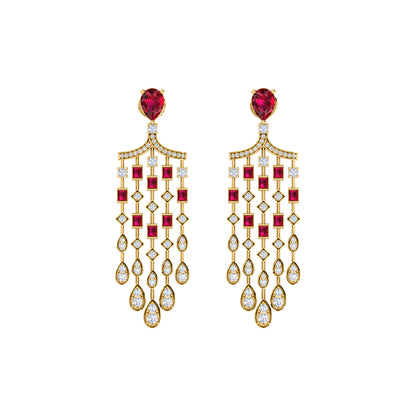 Orecchino da donna con pendente Halo in argento sterling RKC 925, oro giallo 14k, peso 8,00 GM, altezza 51,00 mm