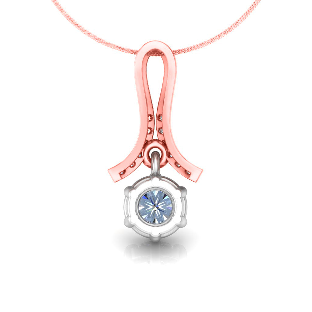 Ciondolo in moissanite da donna con goccia in argento sterling 925 RKC da 0,30 CT, per donna, placcato in oro rosa 14 carati, peso 3,1 g, altezza 16 mm