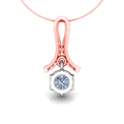 Ciondolo in moissanite da donna con goccia in argento sterling 925 RKC da 0,30 CT, per donna, placcato in oro rosa 14 carati, peso 3,1 g, altezza 16 mm