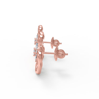 RKC 925 Sterling Silber Damen-Ohrring mit Blumenmuster für den täglichen Gebrauch, 14 Karat Rose über Produktgewicht 2,20 GM, Höhe 11,40 mm
