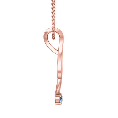 Ciondolo in moissanite da donna in argento sterling 925 RKC da 0,03 ct, finitura in oro rosa 14 carati, peso 2,5 g, altezza 16 mm