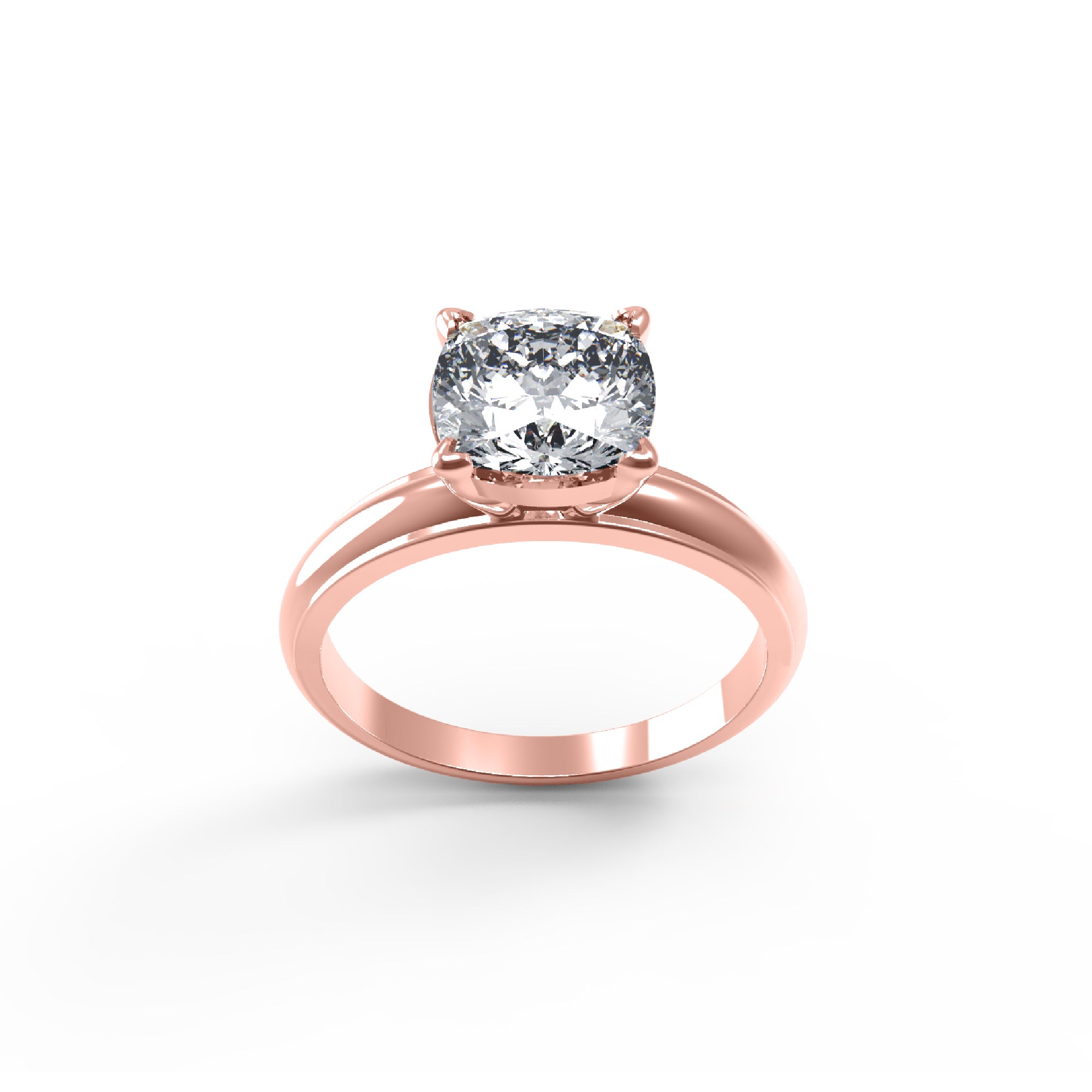 RKC Taglio cuscino Moissanite Solitaire Valentine Propose Anello Argento sterling 925 Oro rosa 14 carati su peso 3,60 g Larghezza 2,30 mm