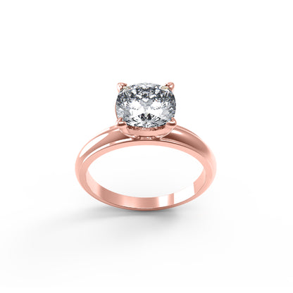 RKC Taglio cuscino Moissanite Solitaire Valentine Propose Anello Argento sterling 925 Oro rosa 14 carati su peso 3,60 g Larghezza 2,30 mm