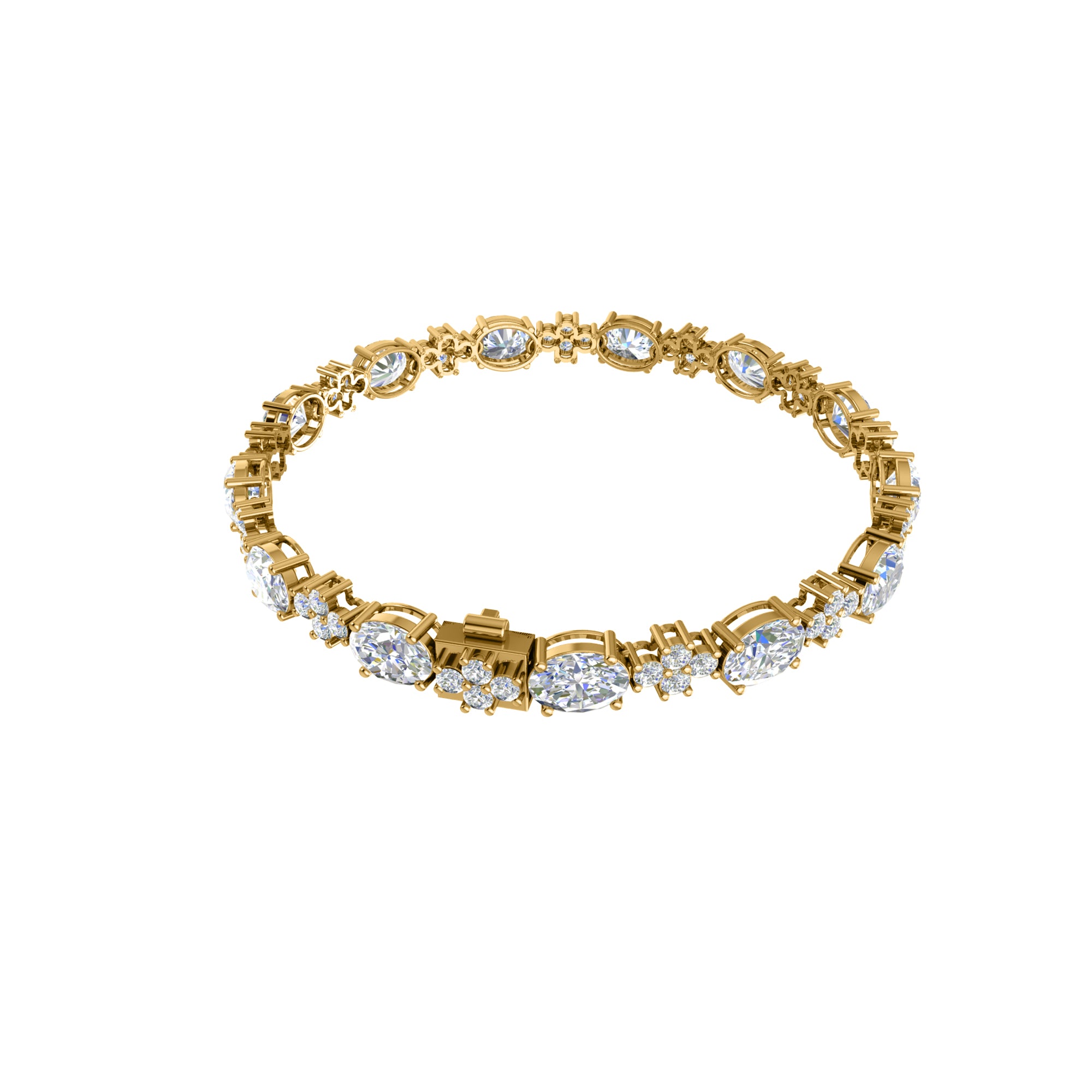 RKC 925 Sterling Silwer 19.37 CT Moissanite vir Vroue-armband 14K Geelvergulde Gewig 14.00 GM