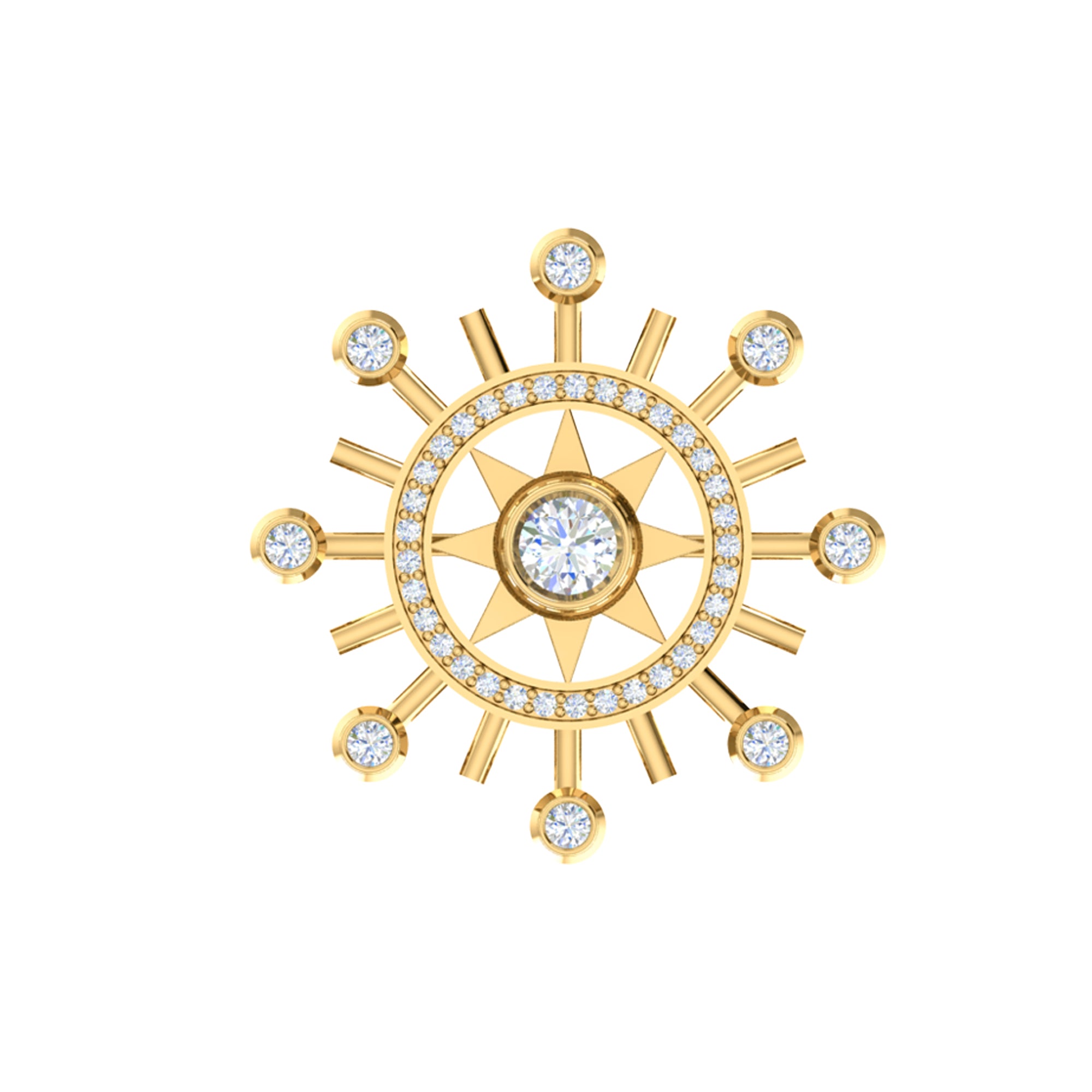 Spilla RKC Moissanite in argento sterling 925 placcata in oro giallo 14 carati Peso del prodotto 1,60 CM Altezza 22,00 MM