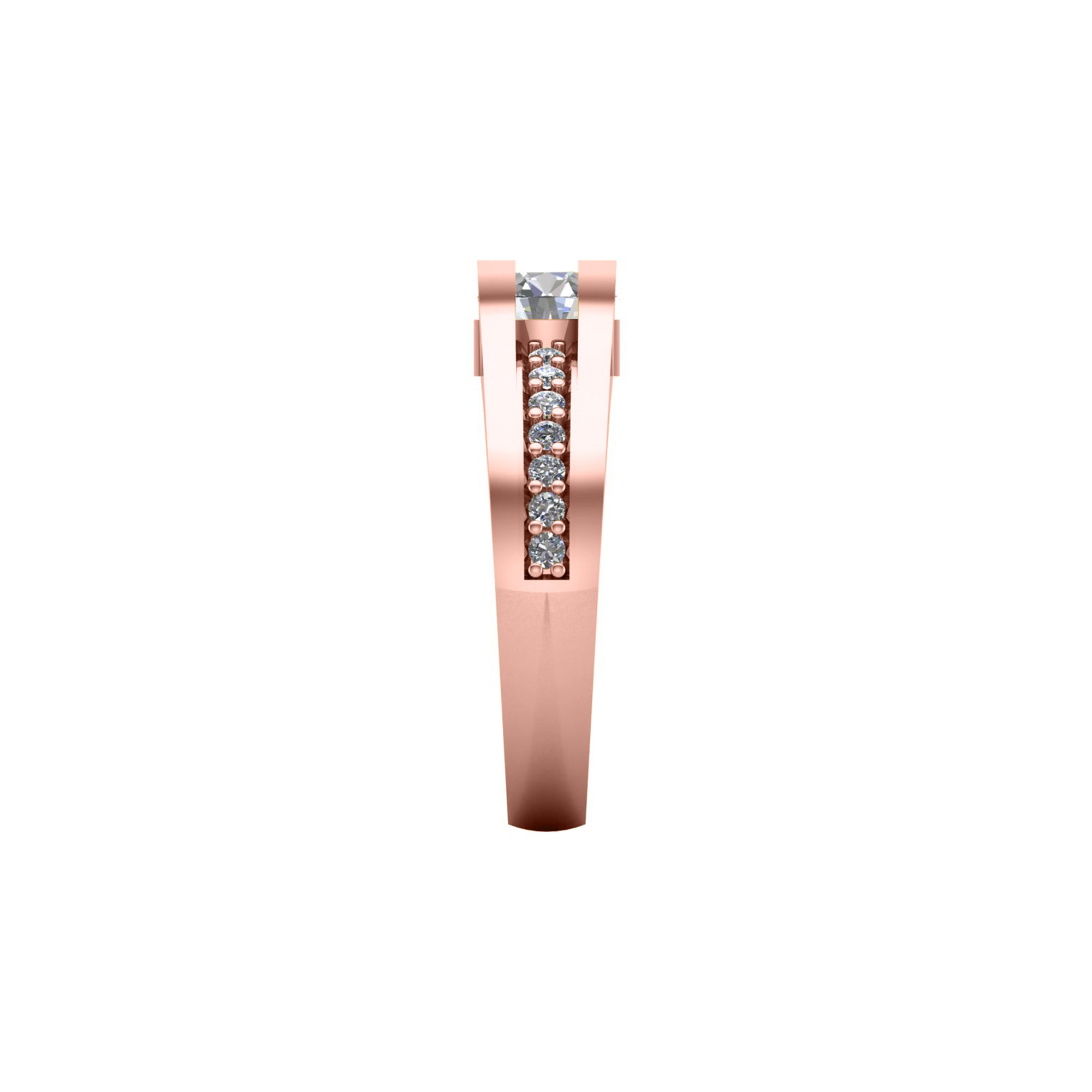 Solitario RKC Moissanite con accenti Micro Set Anello scopo Argento 925 Placcato oro giallo 14 carati Peso 3,2 g Larghezza 3,20 MM