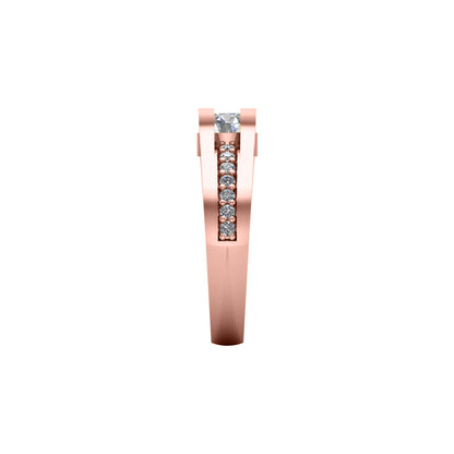 Solitario RKC Moissanite con accenti Micro Set Anello scopo Argento 925 Placcato oro giallo 14 carati Peso 3,2 g Larghezza 3,20 MM
