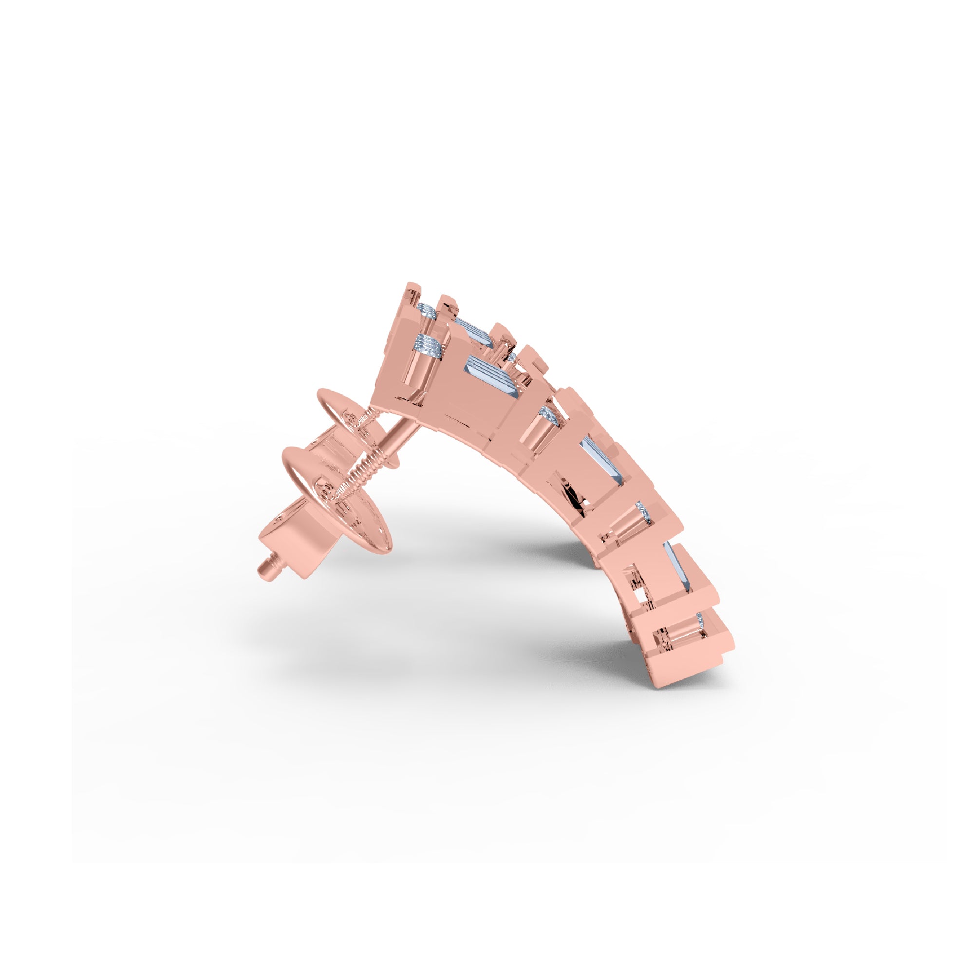 Orecchino da donna con retro a vite in argento sterling RKC 925, rosa 14 carati, peso prodotto 6,00 GM, altezza 20,00 MM