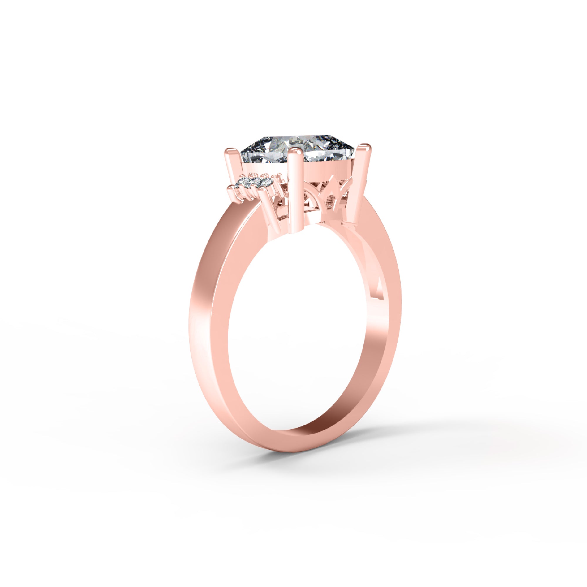 Fede nuziale solitaria in moissanite con taglio a cuscino RKC, argento 925, placcato oro giallo 14 carati, peso 3 g, larghezza 2,10 mm
