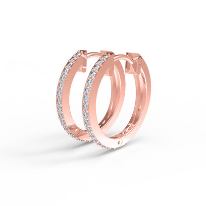 RKC 925 Sterling Silber runder Creolen-Damenohrring, 14 Karat Rose über 4,3 GM, Höhe 20,00 mm