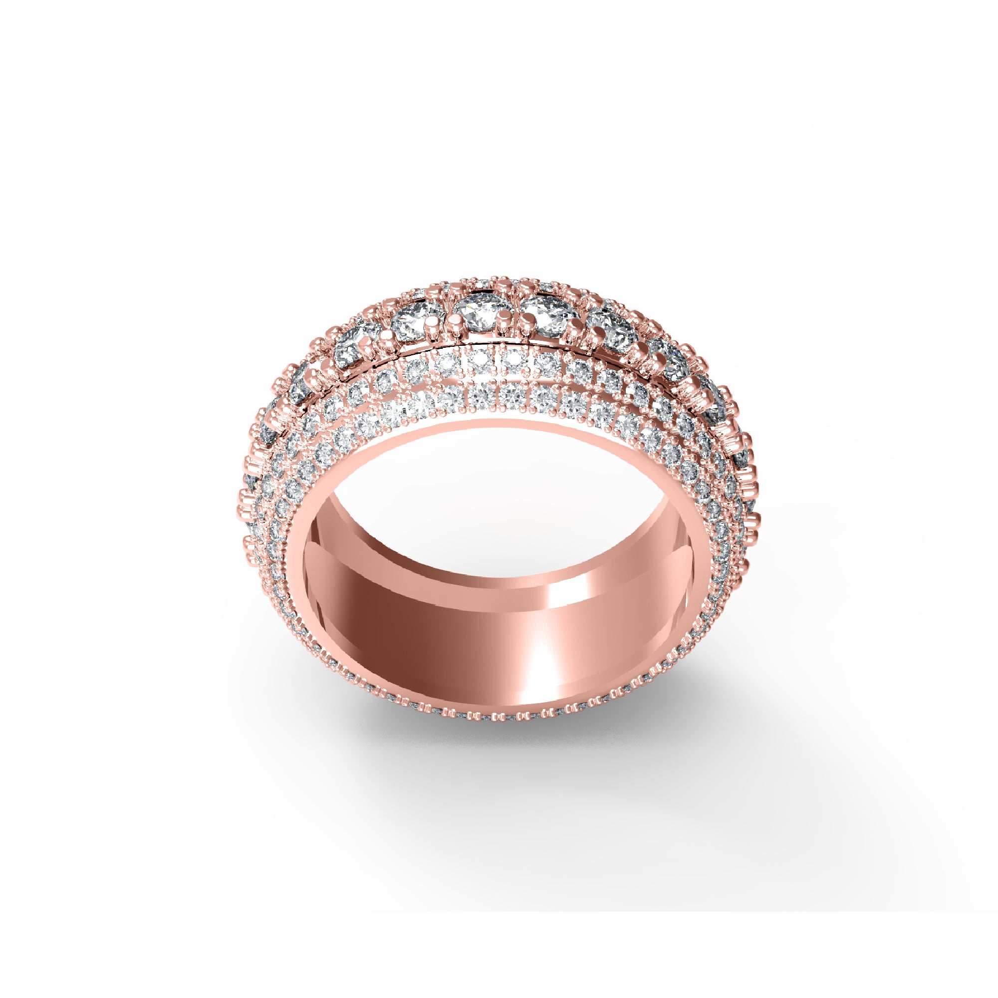 RKC 4,5 Karat Rundschliff-Moissanit-Verlobungsring, 925er Silber, 14 Karat Gelbgold plattiert, Herrenband, Gewicht 10 g