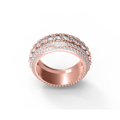 RKC 4,5 Karat Rundschliff-Moissanit-Verlobungsring, 925er Silber, 14 Karat Gelbgold plattiert, Herrenband, Gewicht 10 g