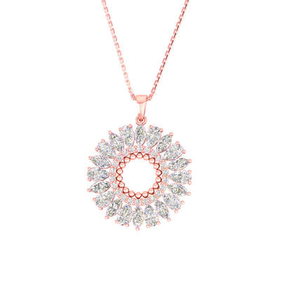 RKC 4.1 Ct Flower Shape Certified Moissanite Pendant Necklace 14k Yellow Gold Plated 925 Silver Weight 4.80 gm