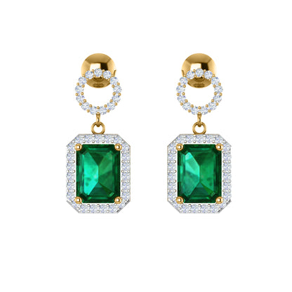 RKC 925 Sterling Silver Drop Ciondola Halo Orecchino da donna in oro giallo 14k su peso 3,20 altezza 19,60 mm