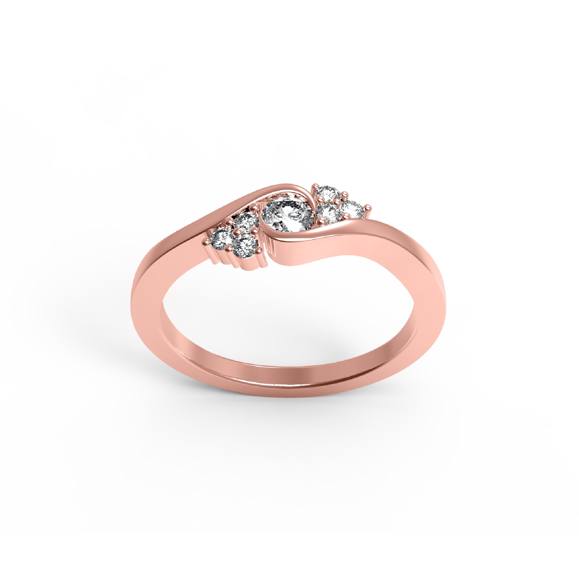 RKC Moissanit-Verlobungsring für Damen, vergoldetes 925er-Silber, 14 Karat Roségold vergoldet, Gewicht 2 g, Breite 1,80 mm