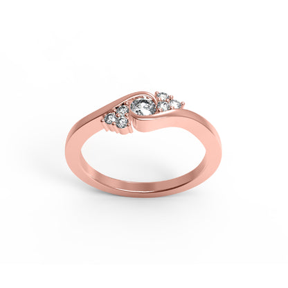RKC Moissanit-Verlobungsring für Damen, vergoldetes 925er-Silber, 14 Karat Roségold vergoldet, Gewicht 2 g, Breite 1,80 mm