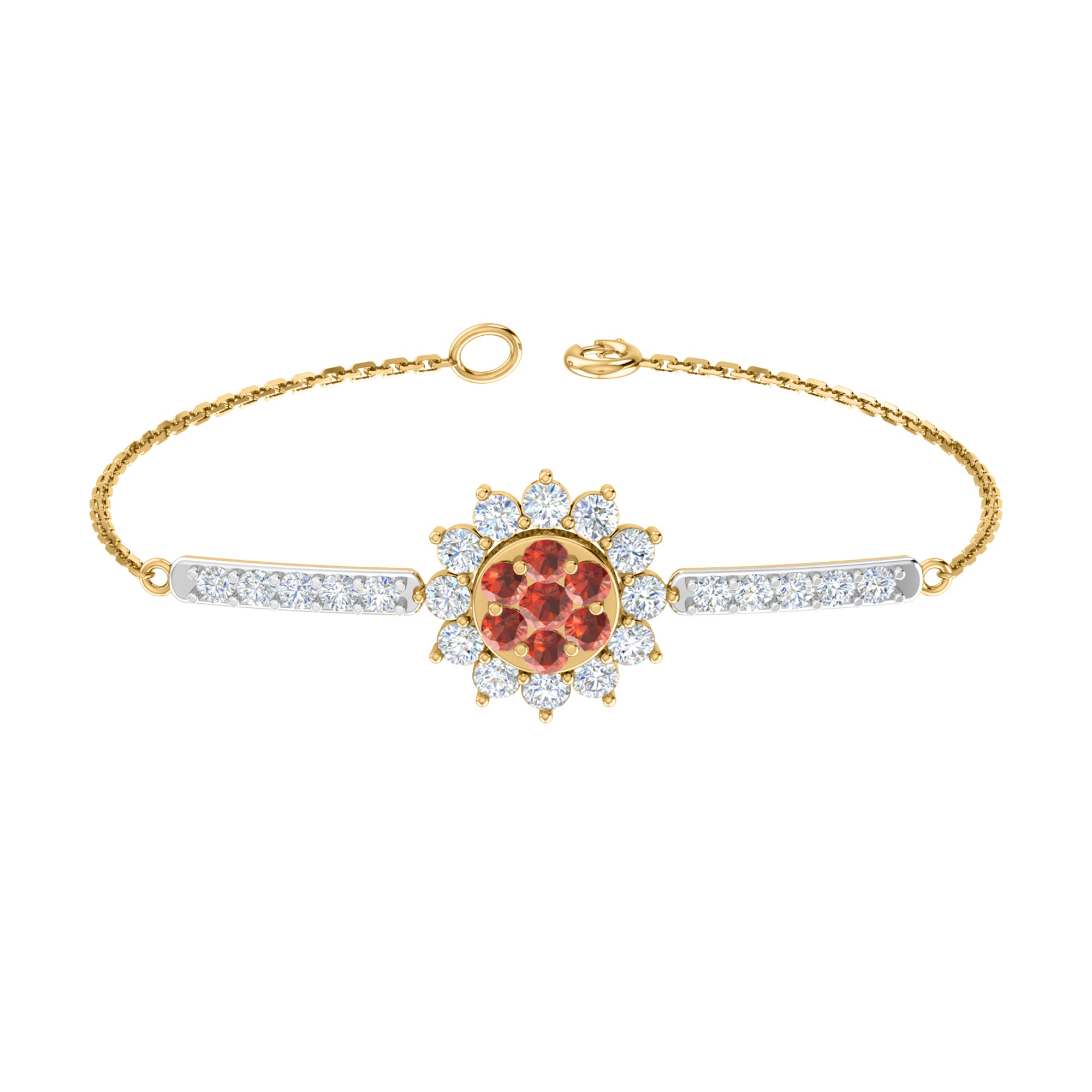 Pietra preziosa RKC in argento sterling 925 da 2,57 CT per bracciale da donna Placcato in oro rosa 14 carati Peso 5,50 GM