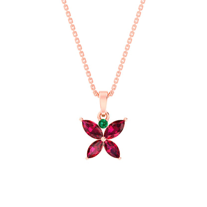 RKC Golden Stunning Flower Gemstone Shape Mini Pendant Necklace With Chain Birthday Gift
