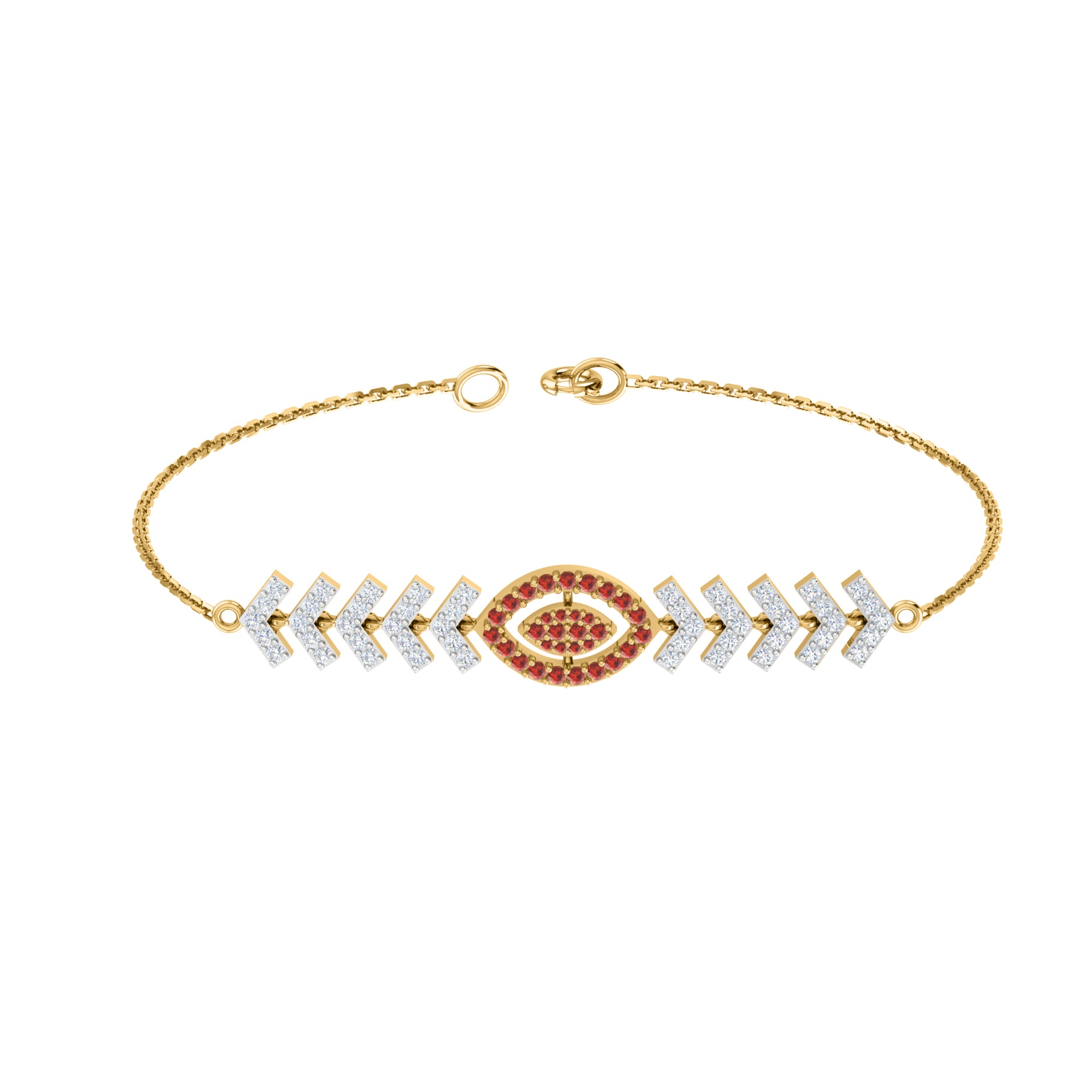 Pietra preziosa RKC in argento sterling 925 da 1,1 CT per bracciale da donna Placcato in oro giallo 14 carati Peso 6,00 GM