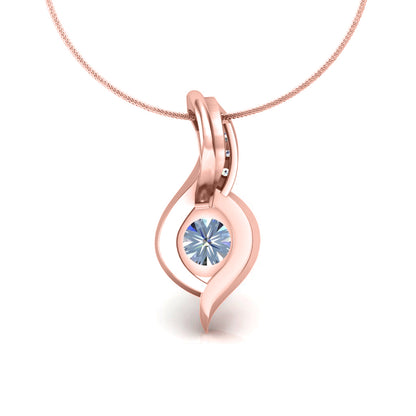 RKC 925 Sterling Silber runder Moissanit-Anhänger mit 0,92 CT, 14 Karat Roségold vergoldet, Gewicht 3,00 g, Höhe 15 mm