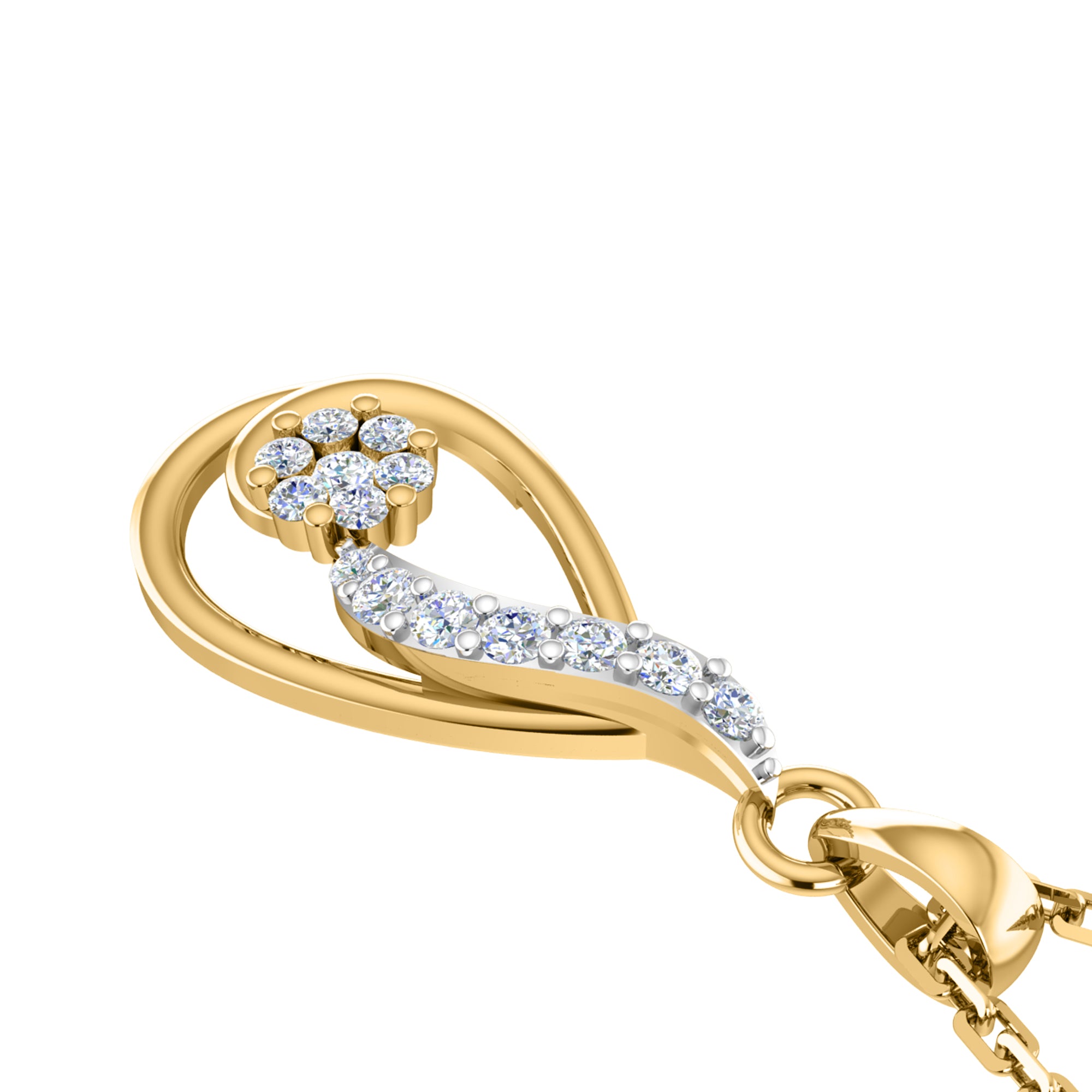Ciondolo in moissanite da 0,40 ct in argento dorato RKC 925 con peso di 3,60 g e orecchino da 2,30 g con placcatura in oro giallo 14 carati