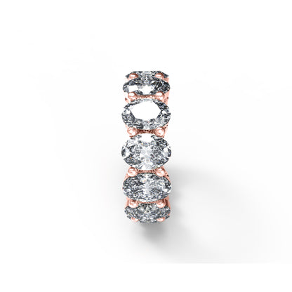 Anello di fidanzamento con moissanite taglio ovale RKC da 8,5 carati, argento 925, placcato oro giallo 14k, per donna, peso 4,40 g, larghezza 6 mm