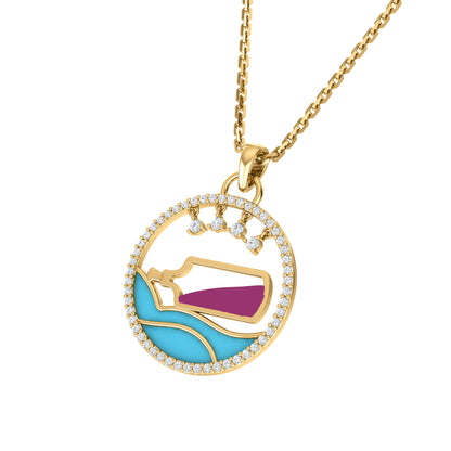 RKC 0.35 ct Enamel Moissanite Pendant 925 Silver Jewelry 14K Rose Gold Plated Wt 4.20gm Height 23.20mm