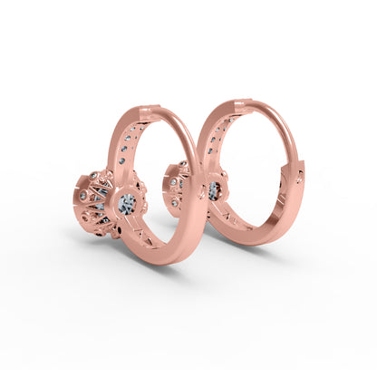 RKC Clip-On-Ohrring aus 925er-Sterlingsilber für Damen, 14 Karat Rose, Produktgewicht: 2,80 GM, Höhe: 14,00 mm