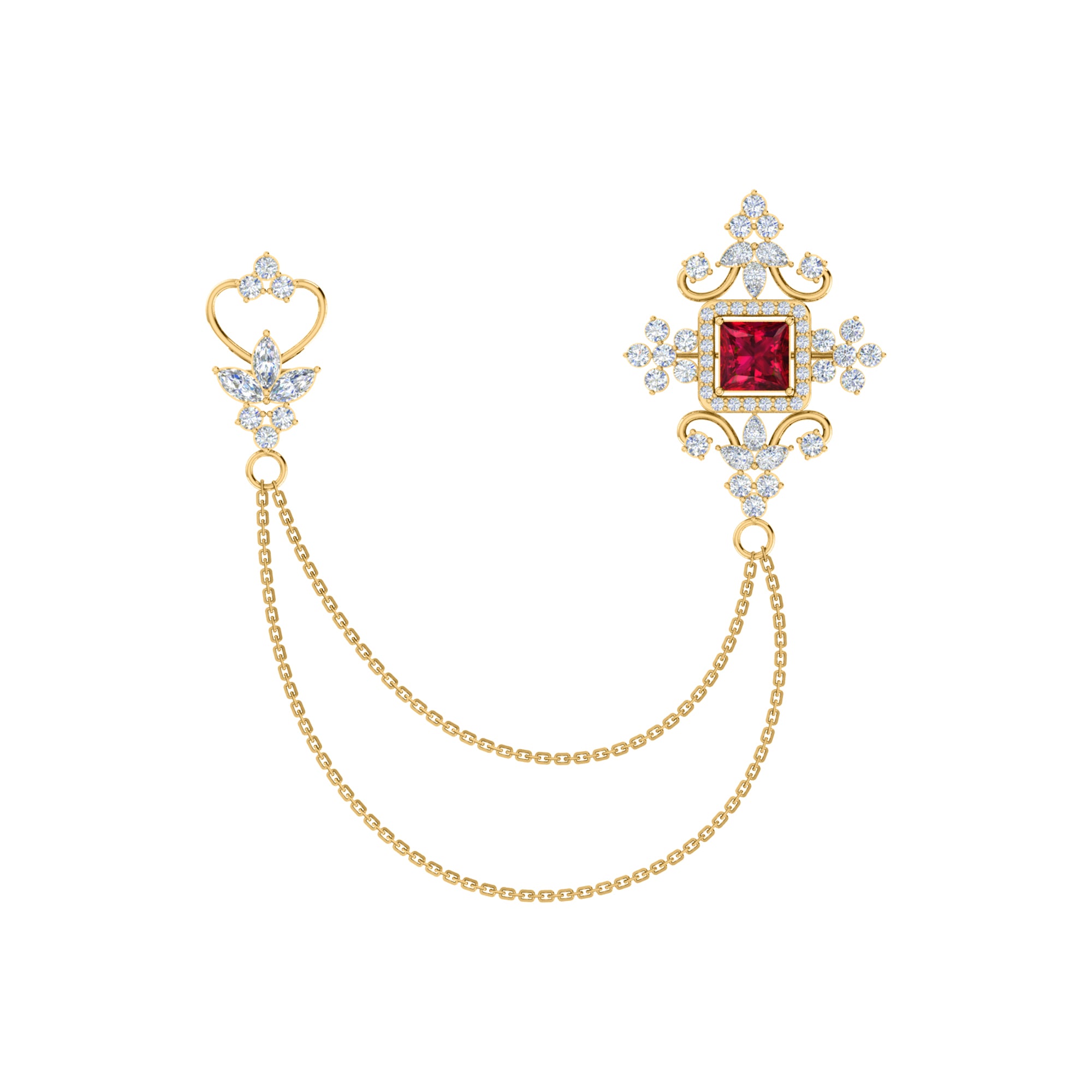 Spilla RKC Moissanite in argento sterling 925, prodotto placcato in oro rosa 14 carati, peso 6,10 GM, altezza 40,50 MM
