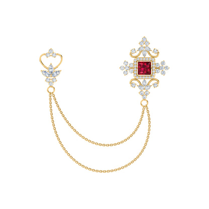 Spilla RKC Moissanite in argento sterling 925, prodotto placcato in oro rosa 14 carati, peso 6,10 GM, altezza 40,50 MM