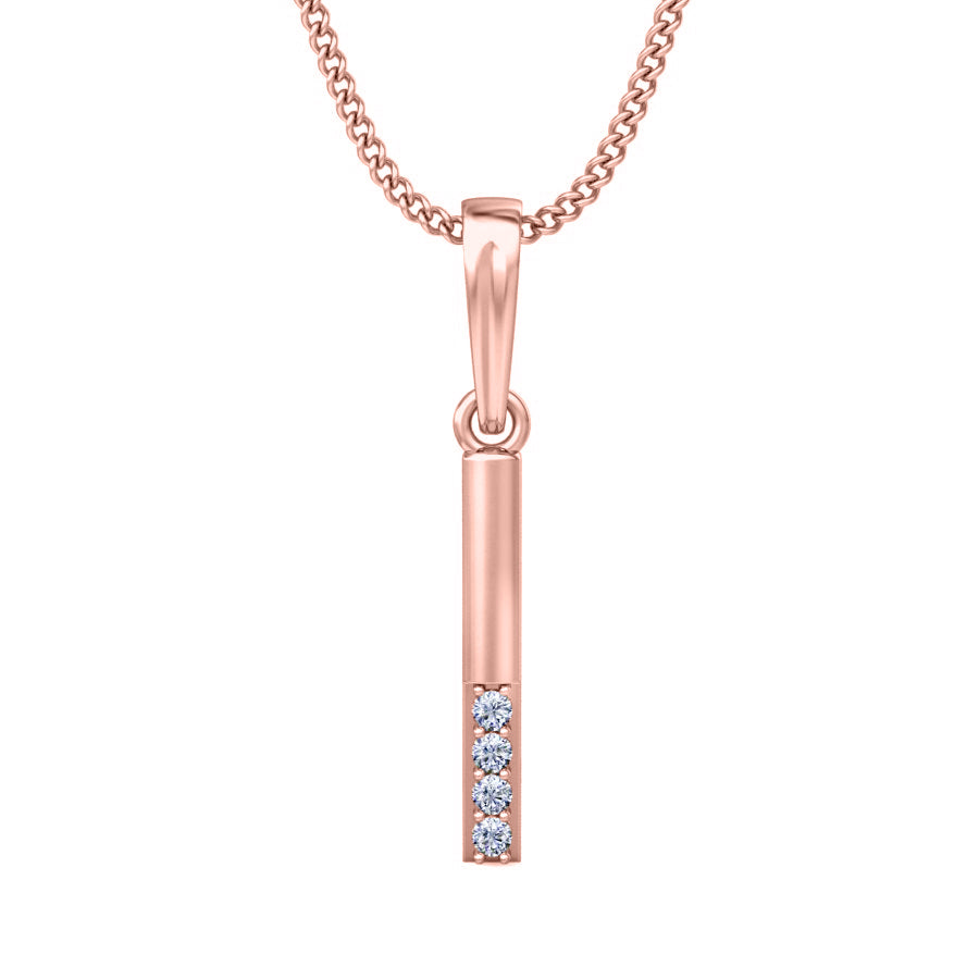 Ciondolo in moissanite da 0,04 lingotto in argento sterling RKC, regalo per lei, finitura in oro giallo 14 carati, peso 2,4 g, altezza 14 mm