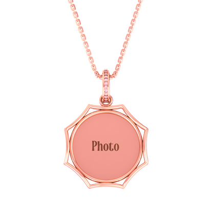 RKC 14k Yellow Gold Plated Round Cut Moissanite Photo Pendant Necklace With Chain 18 Inch