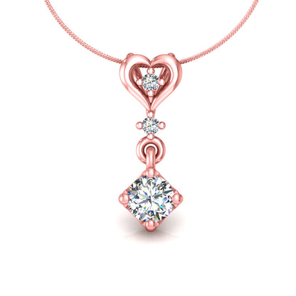 RKC Anello a cuore con pendente in argento con moissanite da 0,40 ct, finitura in oro giallo 14 carati, peso 2,8 g, altezza 15 mm