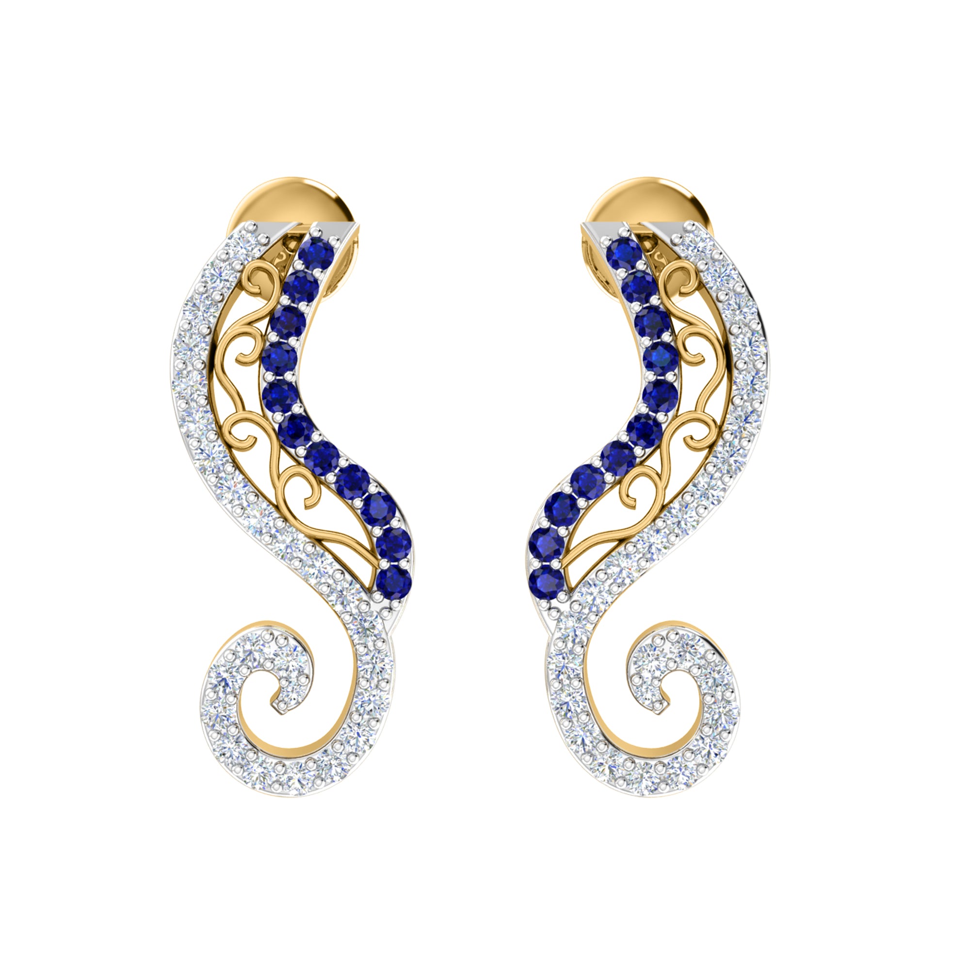 Orecchino da donna con perno in argento sterling RKC 925 bianco 14k su peso 3,00 g, altezza 20,50 mm