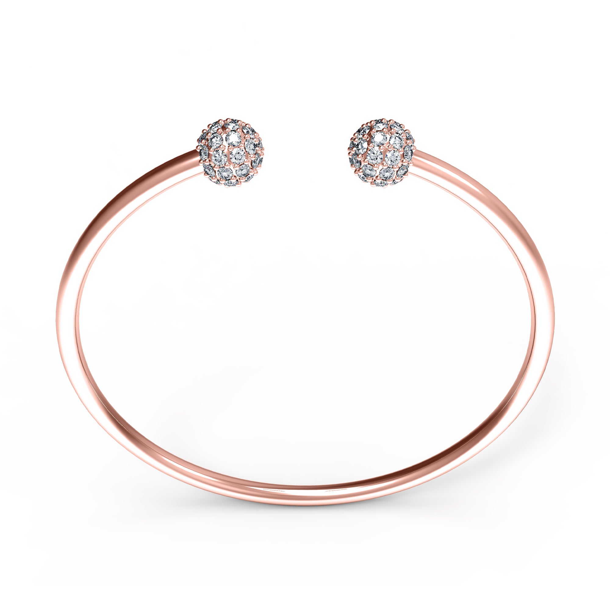 RKC Damen-Armreif aus 925er-Sterlingsilber, 1,08 Karat Moissanit, 14 Karat Roségold vergoldet, Gewicht 9,00 g, Höhe 50,00 mm
