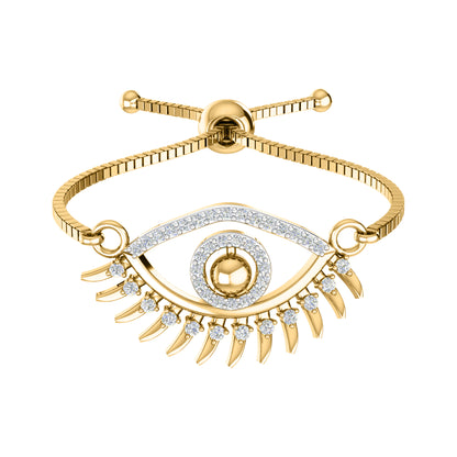 Bracciale da donna con pietre preziose multiple in argento sterling 925 RKC da 0,14 ct, placcato in oro giallo 14 carati, peso 3,80 GM, altezza 10,00 mm