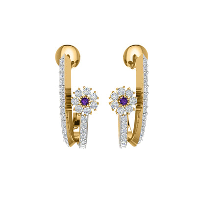 RKC 925 Sterling Silber Hoops & Huggies Ohrring Damenohrring 14 Karat Gelbgold über 3,20 WT, Höhe 20,00 mm