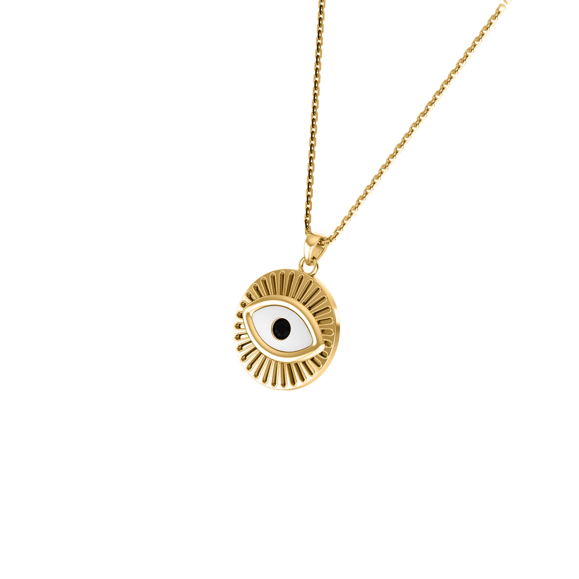 RKC 0,17 CT Emaille Evil Eye Anhänger 925 Silber 14K Gelbgold plattiert, Gewicht 5,80 GM, Höhe 20,00 MM