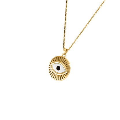 RKC 0,17 CT Emaille Evil Eye Anhänger 925 Silber 14K Gelbgold plattiert, Gewicht 5,80 GM, Höhe 20,00 MM