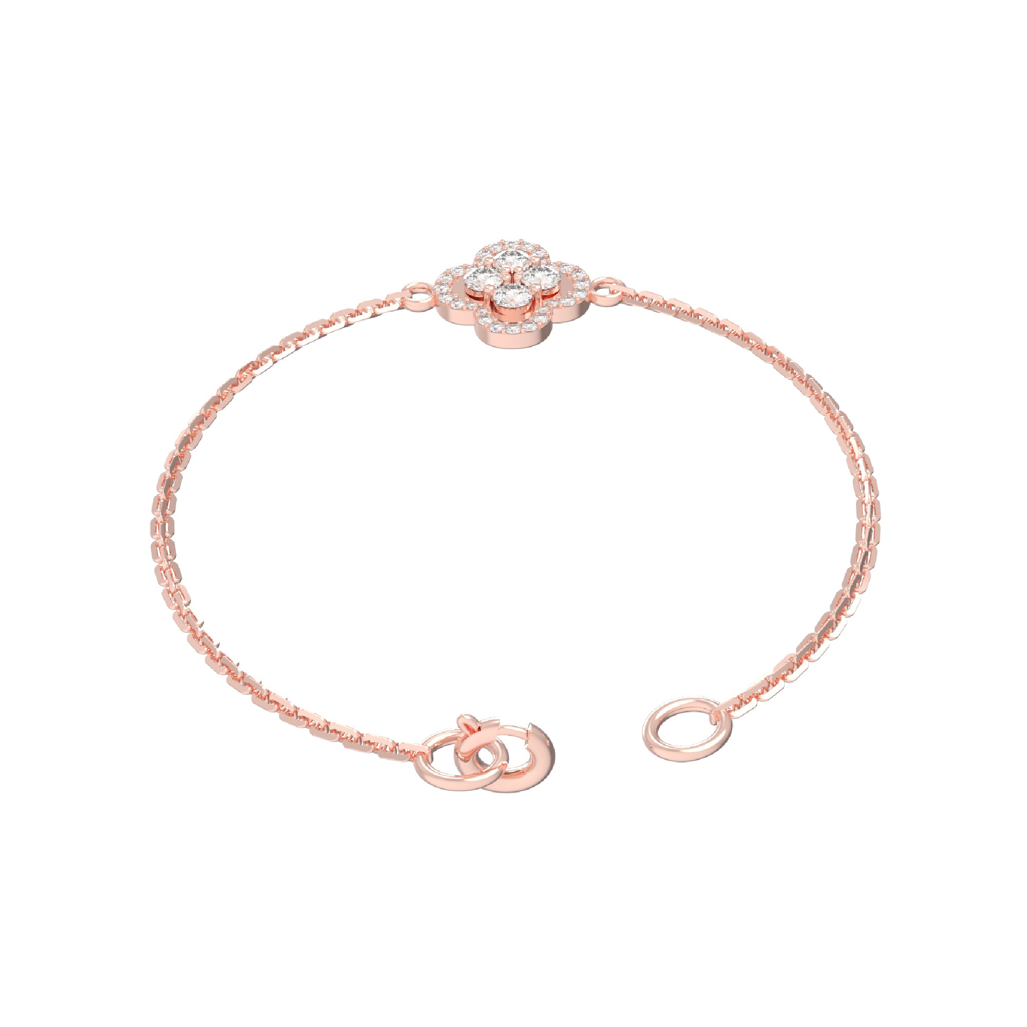 Bracciale da donna floreale in moissanite RKC in argento sterling 925 da 1,00 ct, placcato in oro giallo 14 carati, peso 2,85 ct