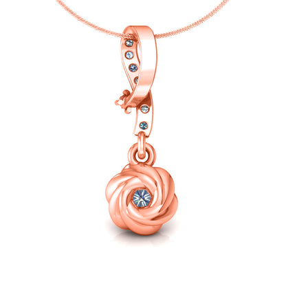 RKC 925 Sterling Silber Blumentropfen 0,35 Karat Moissanit-Anhänger, 14 Karat zweifarbig vergoldet, Gewicht 2,8 g, Höhe 18 mm