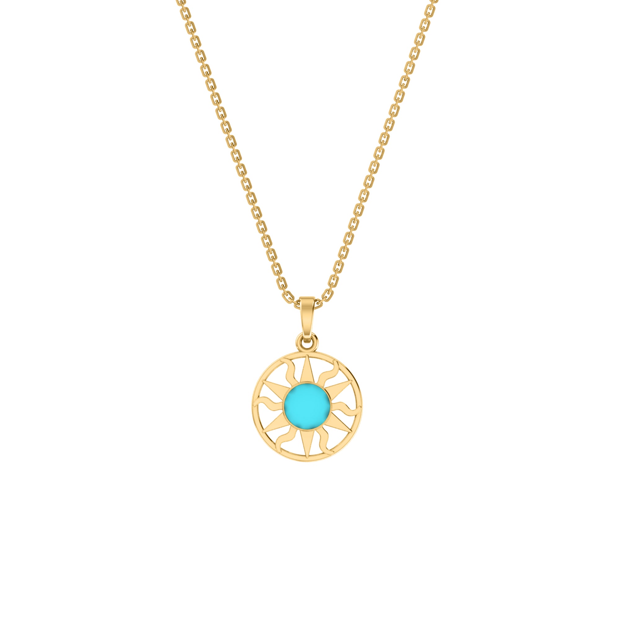 RKC Emaille-Sonnenanhänger, 925er Silberschmuck, 14 Karat Gelbgold vergoldet, Produktgewicht: 4,00 g, Höhe: 12,50 mm