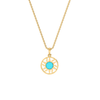 RKC Emaille-Sonnenanhänger, 925er Silberschmuck, 14 Karat Gelbgold vergoldet, Produktgewicht: 4,00 g, Höhe: 12,50 mm