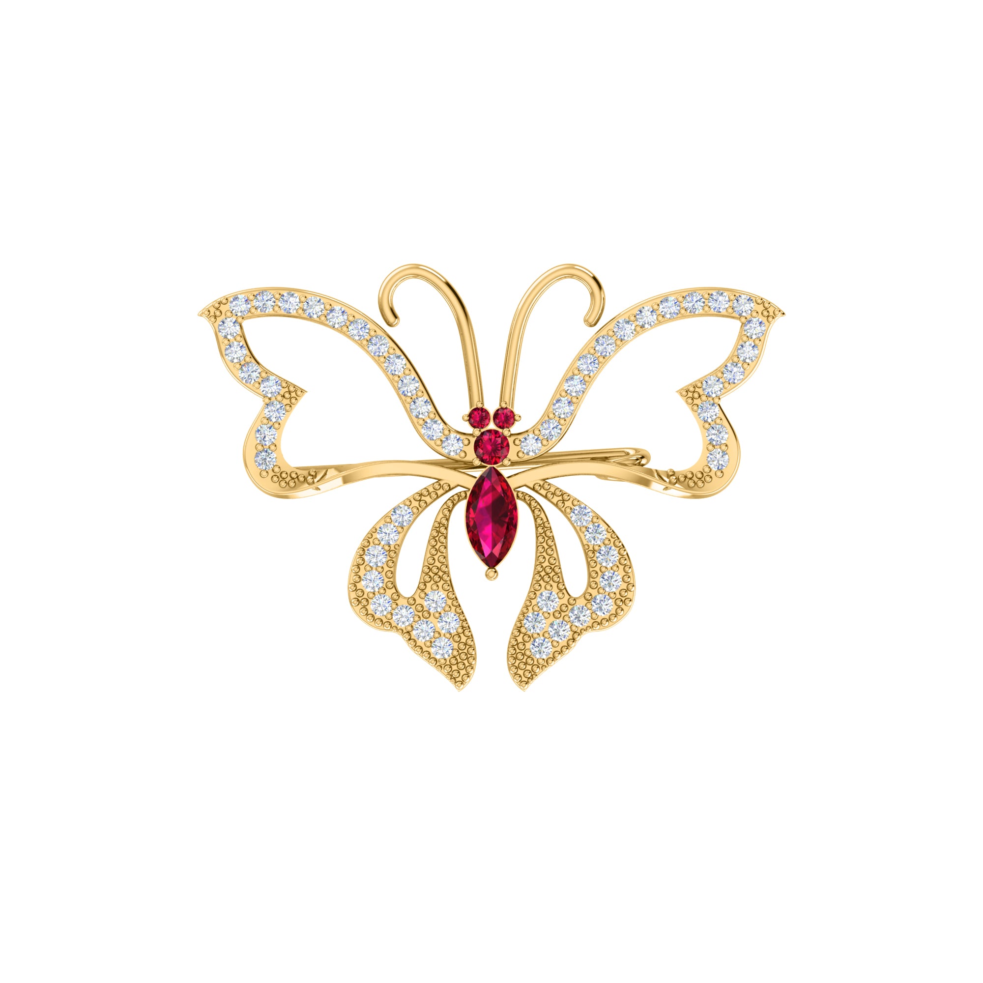 Spilla a farfalla in argento sterling 925 con moissanite da 0,96 ct, prodotto placcato in oro rosa 14 carati, peso 4,00 g