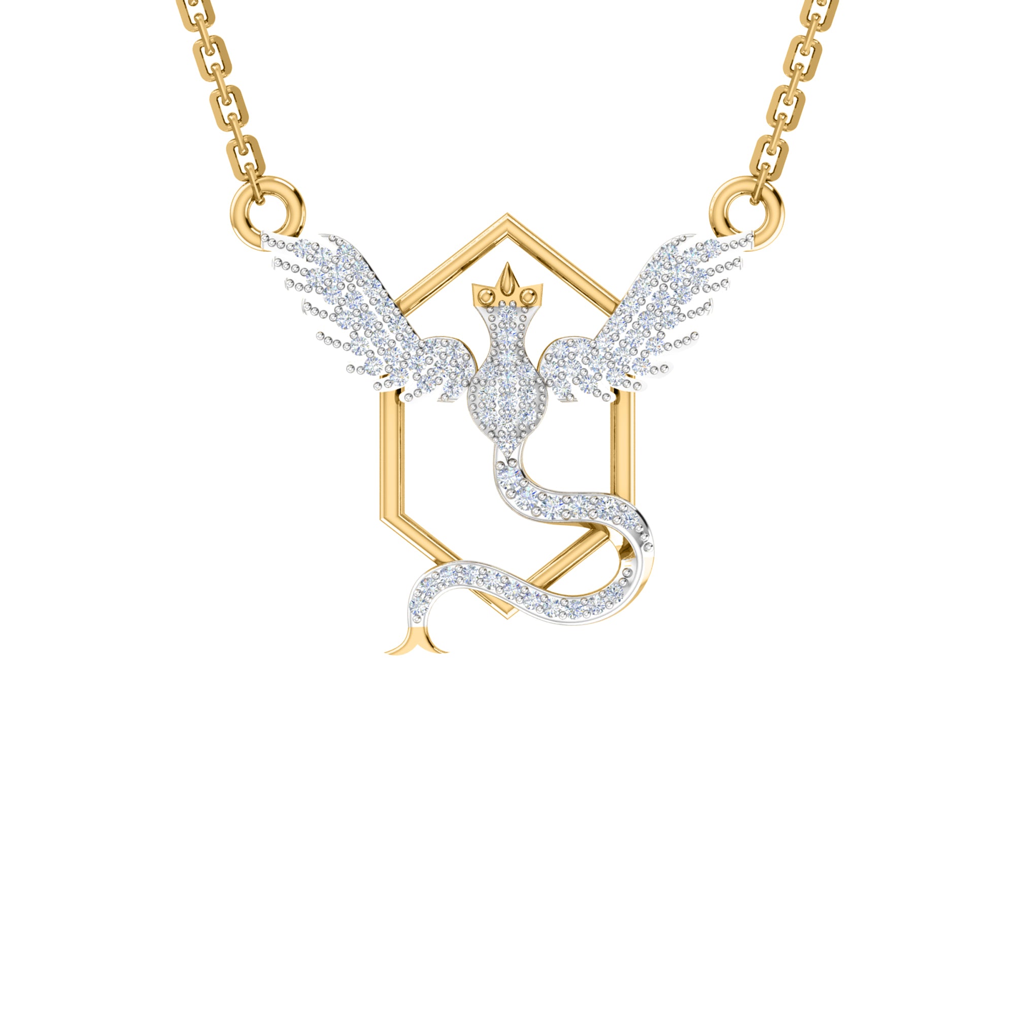 RKC 2,1 CT Moissanit Charm Halskette 925 Silber 14k Gelbgold plattiert Produktgewicht 4,00 GM Höhe 18,00 MM