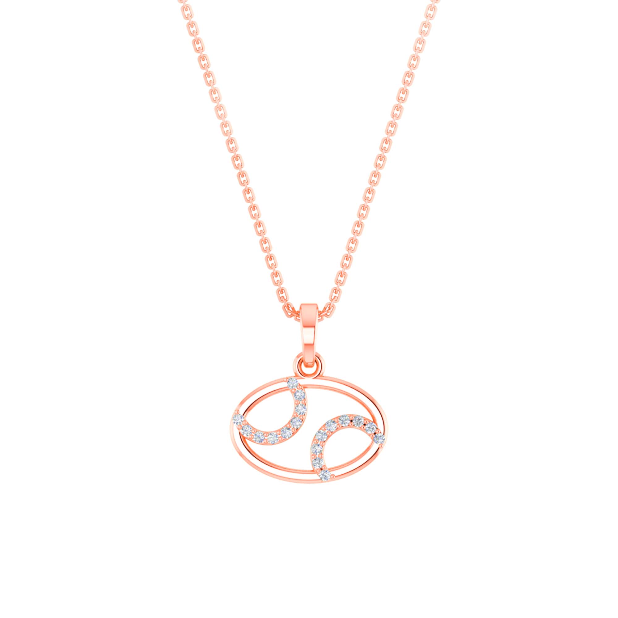 RKC Rose Gold Oval Shape Charming Pendant With Chain
