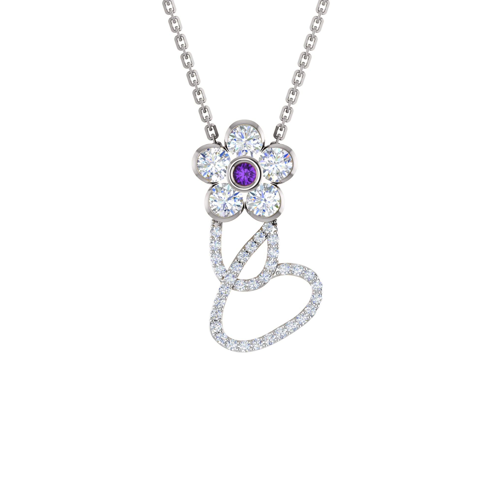 RKC 1,65 Karat Moissanit-Blumenanhänger, 925er Silberschmuck, 14 Karat Roségold vergoldet, Gewicht 4,90 g, Höhe 26,00 mm