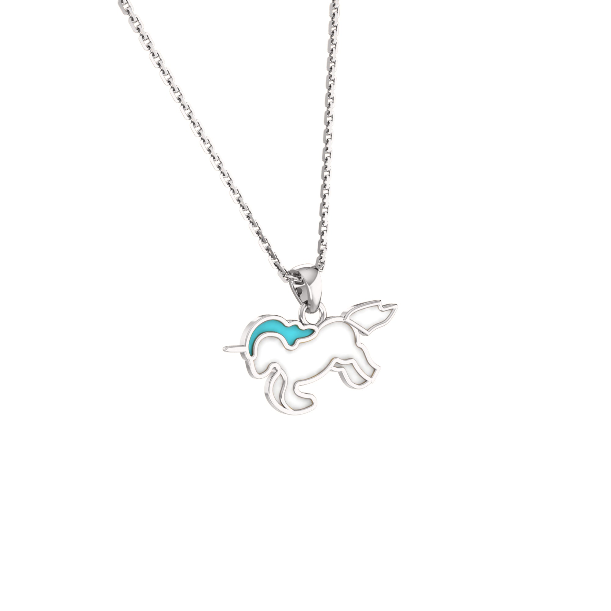 RKC Emaille-Einhorn-Anhänger, 925er Silber, Schmuck, 14 Karat Gelbgold vergoldet, Produktgewicht: 3,80 g, Höhe: 12,00 mm