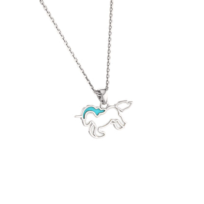 RKC Emaille-Einhorn-Anhänger, 925er Silber, Schmuck, 14 Karat Gelbgold vergoldet, Produktgewicht: 3,80 g, Höhe: 12,00 mm